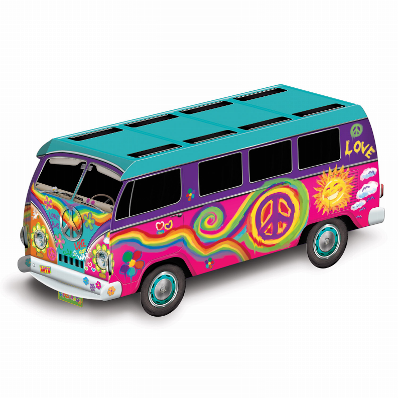 3-D Centerpiece - Multi-Color 60's 3-D 60's Bus
