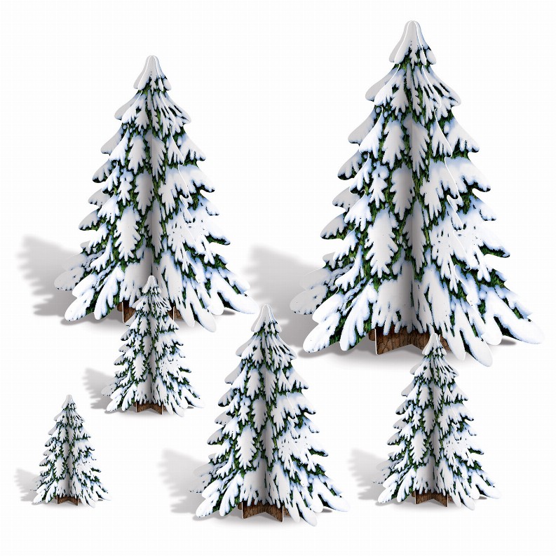 3-D Centerpiece - Multi-Color Christmas/Winter 3-D Winter Pine Tree