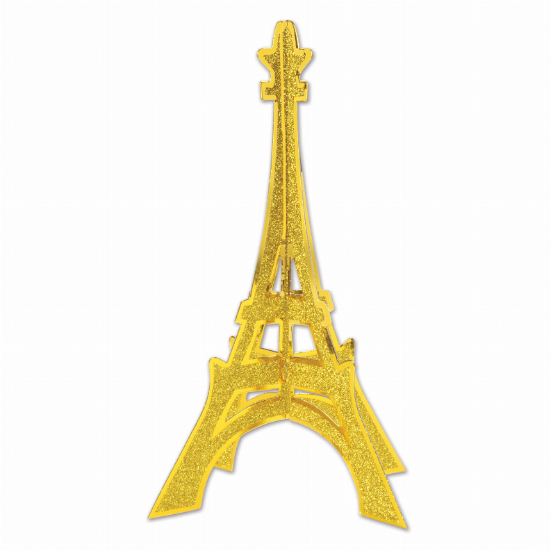 3-D Centerpiece - Multi-Color French 3-D Glittered Eiffel Tower