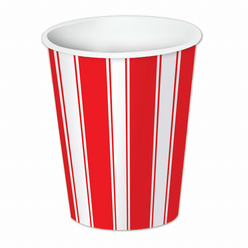 Beverage Cups for Parties & Occasions - 9 OzCircusRed & White Stripes
