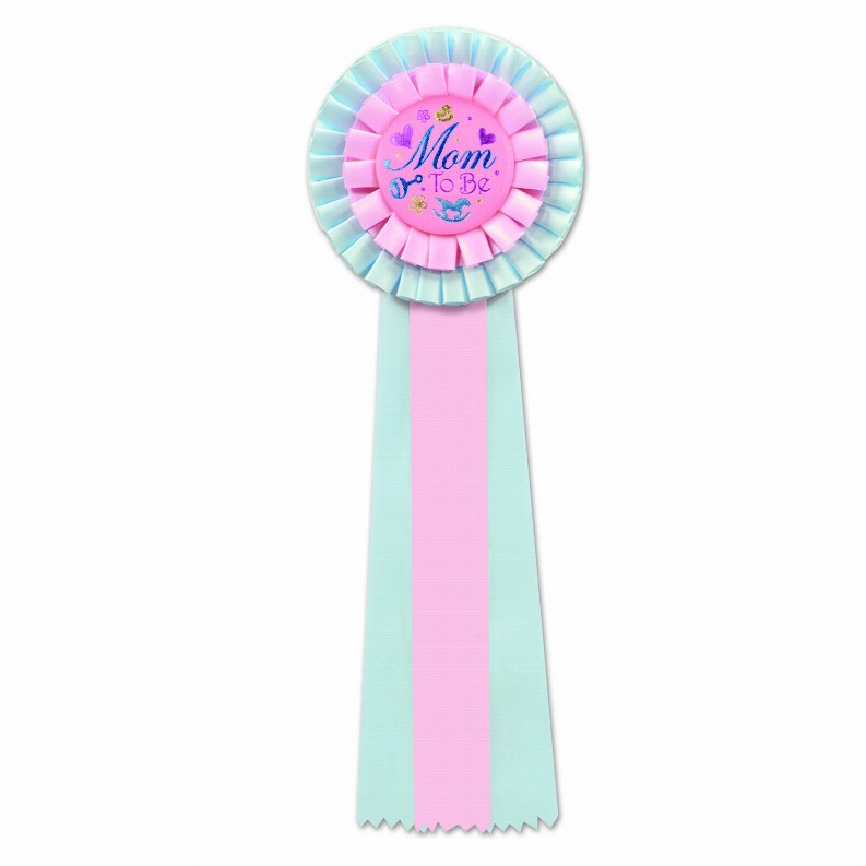 Deluxe Rosettes - 4.5 in x 13.5 inBaby ShowerPink/Blue Mom To Be