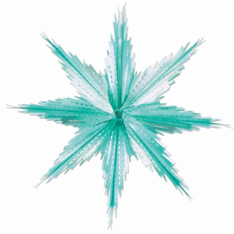 Metallic Themed Decorations  - Christmas/Winter Turquoise 2-Tone Metallic Snowflakes