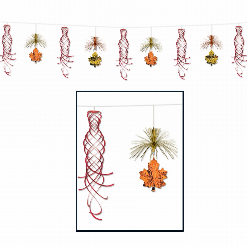 Metallic Themed Decorations  - Thanksgiving/Fall Leaf Shimmer Garland
