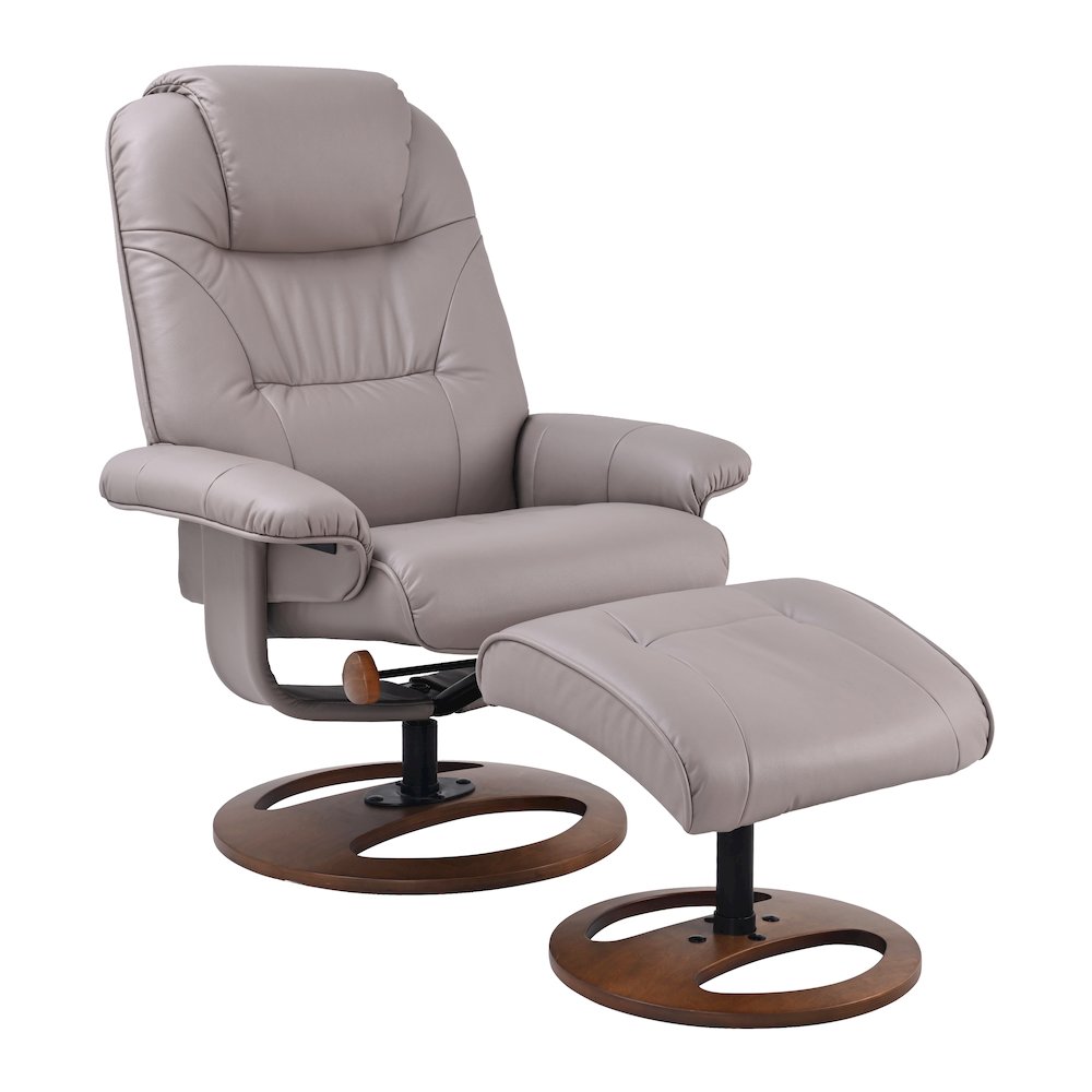 Scandinavian / European-styled recliner and ottoman in Pebble