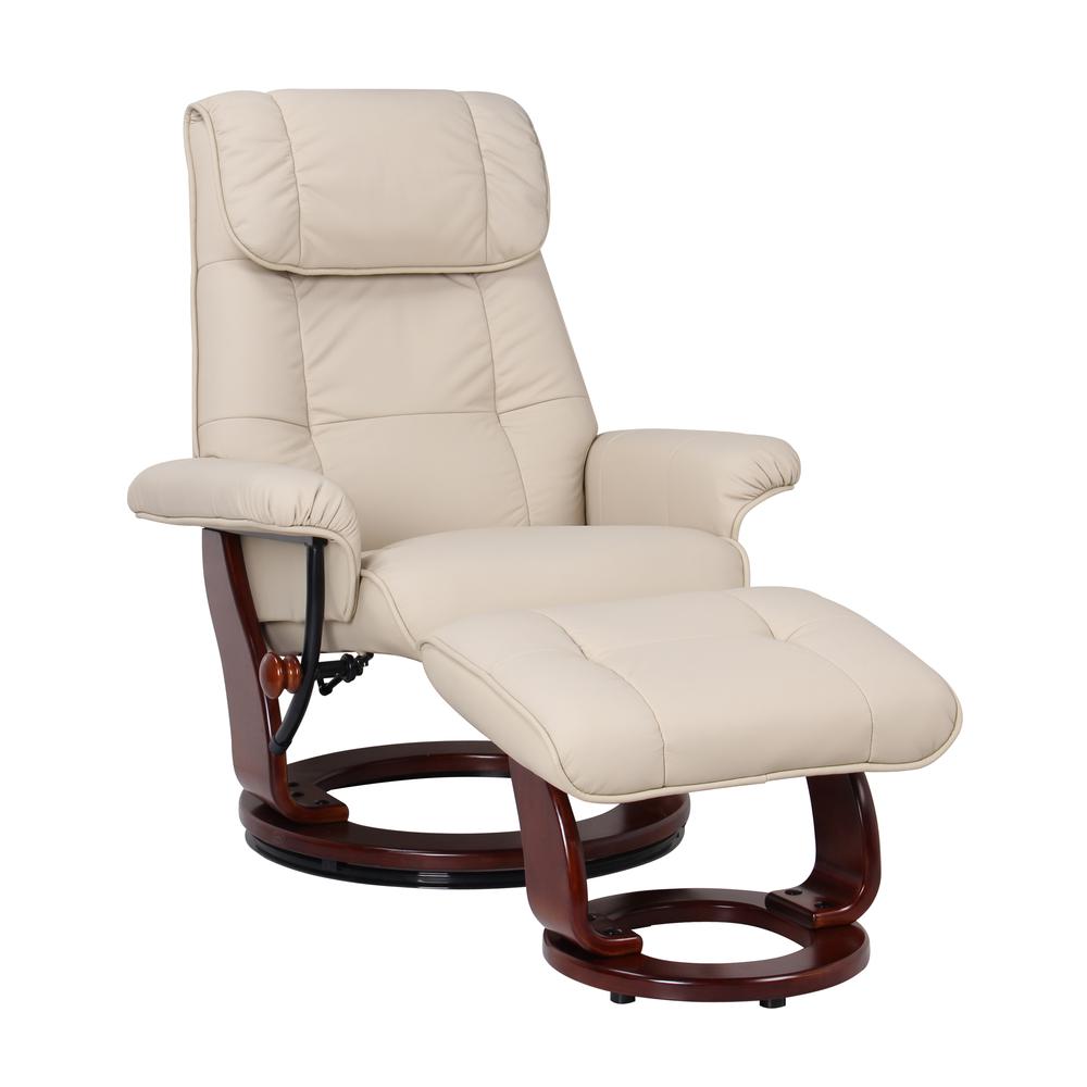 Scandinavian / European-styled recliner and ottoman in Taupe