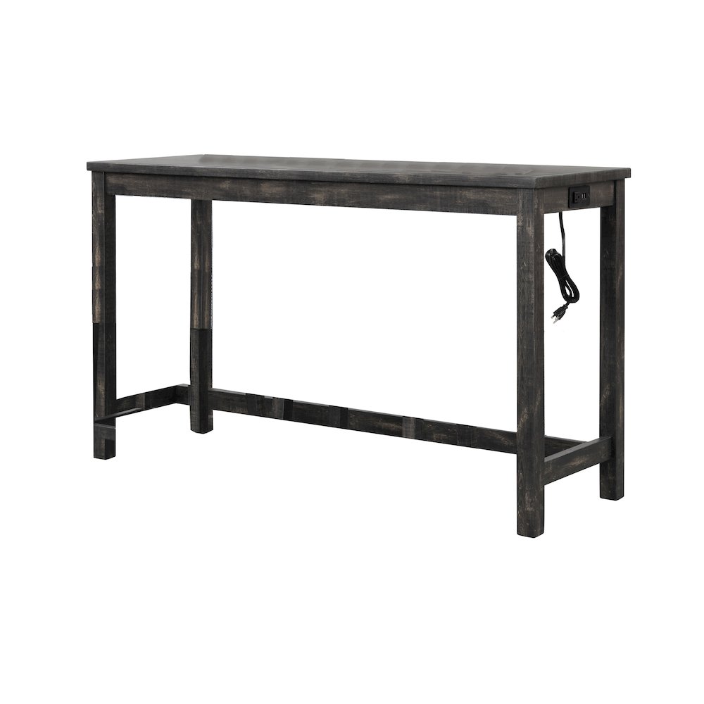 Yosef 60" Charcoal Rectangular Bar Table with 2 USB Ports/Electrical Outlet