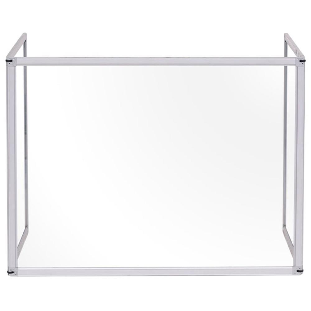Bi-silque Desktop Divider Glass Barrier - 47.2" Width x 0.5" Depth x 35.4" Height x 40.9" Length - 1 Each - Aluminum - Glass