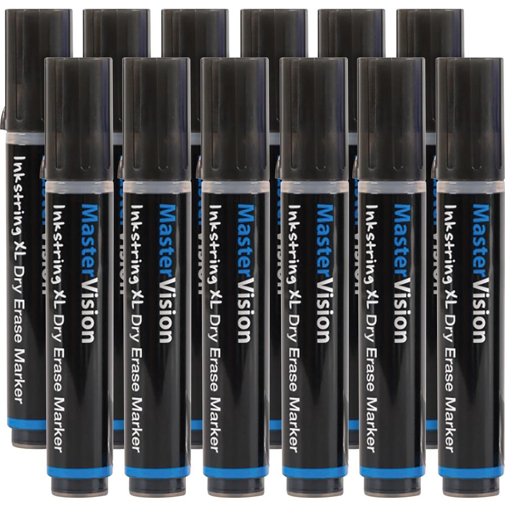 Bi-silque Inkstring XL Dry Erase Markers - 3 mm Marker Point Size - Bullet Marker Point Style - Black Gel-based Ink - 12 Each