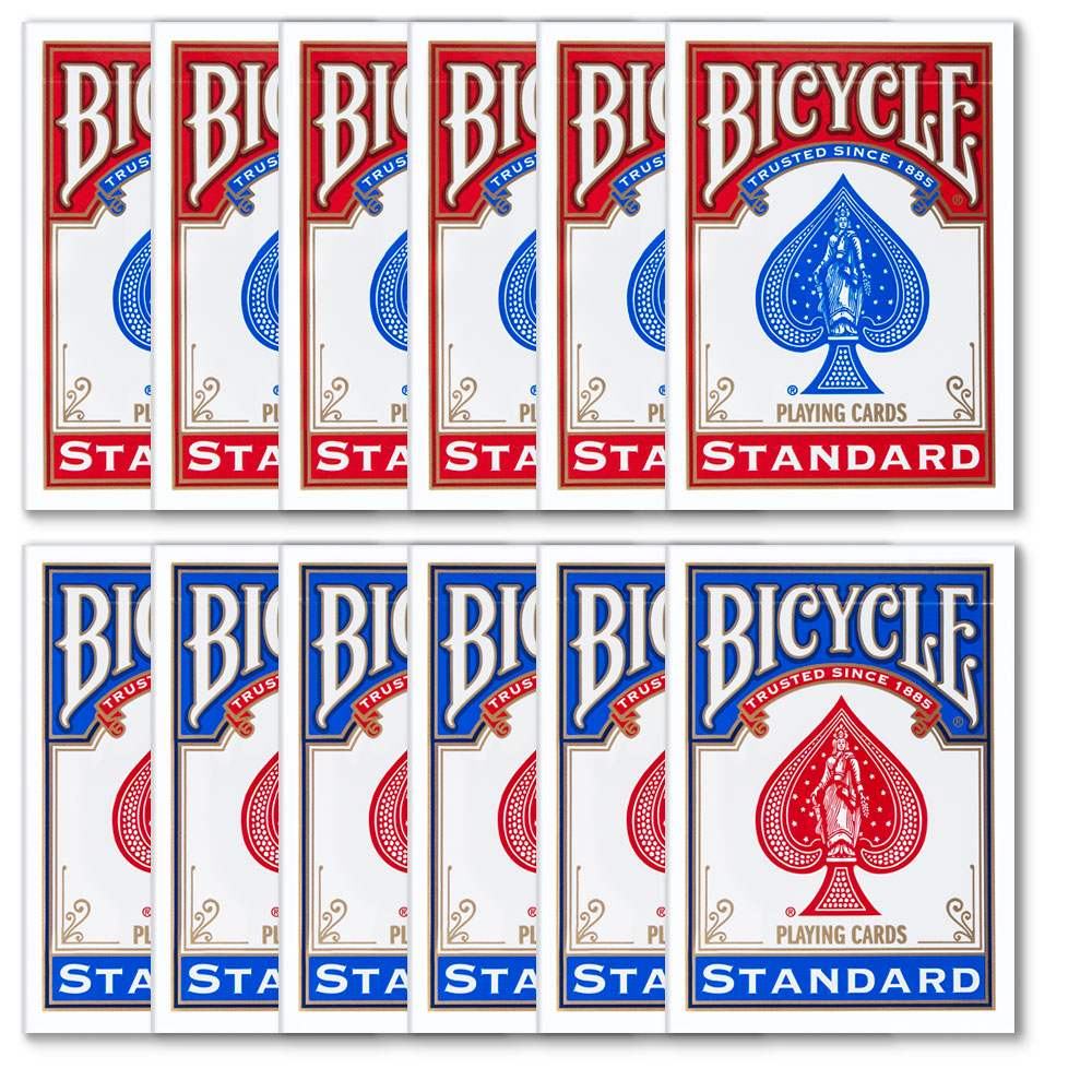 12 Bicycle Poker Size Standard Index - Red/Blue