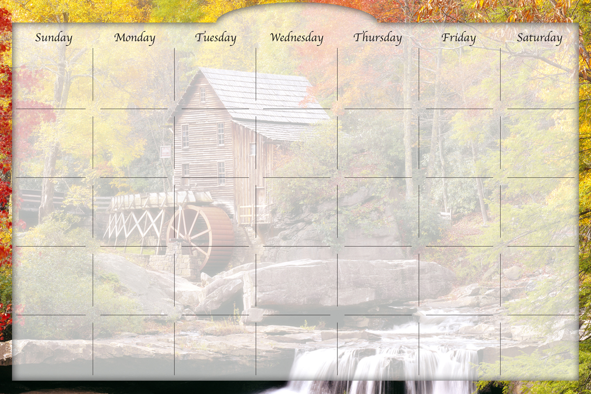 Biggies - Dry Erase Stickie Monthly Calendar-Water Wheel