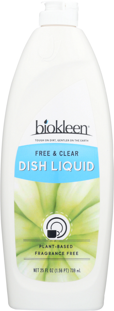 Biokleen Dish Liquid Natural Free and Clear 25 oz Case of 6