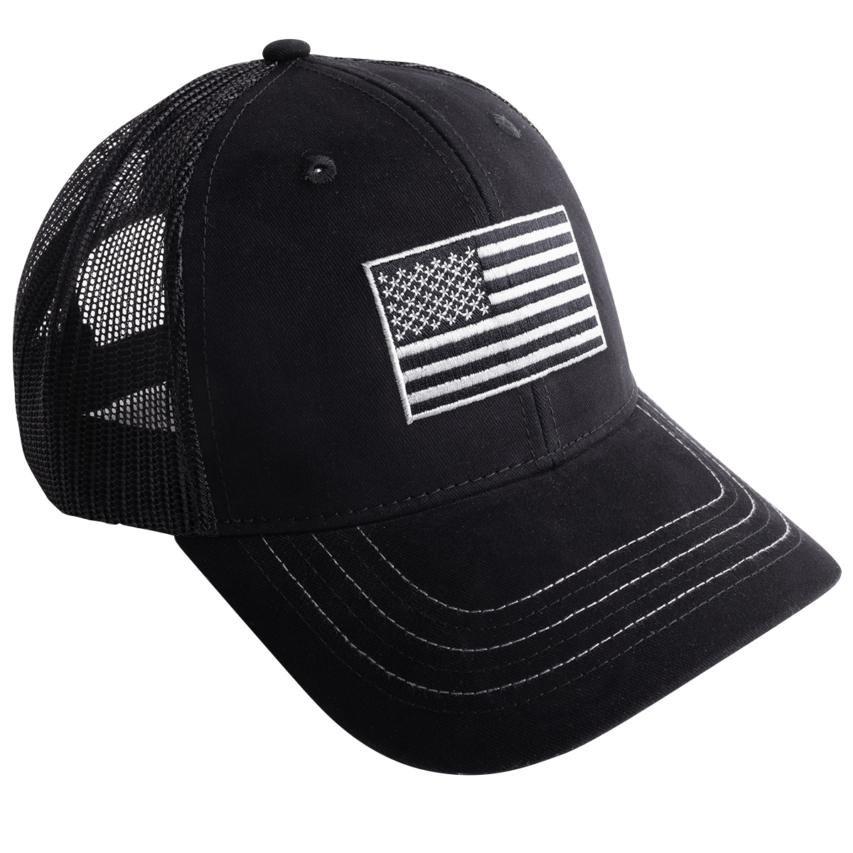 BlackCanyon Outfitters BCOCAPBLKFLG American Flag Patch Cap Patriotic Trucker Hat USA Flag Baseball Cap-Black