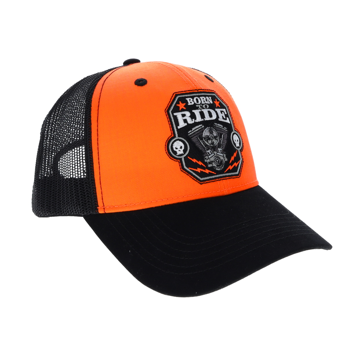 BlackCanyon Outfitters BCOCAPRDE Born to Ride Cap Snapback Trucker Hat-Orange