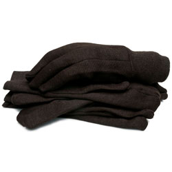 Glove;Brown Jersey Knit Wrist  3Pk