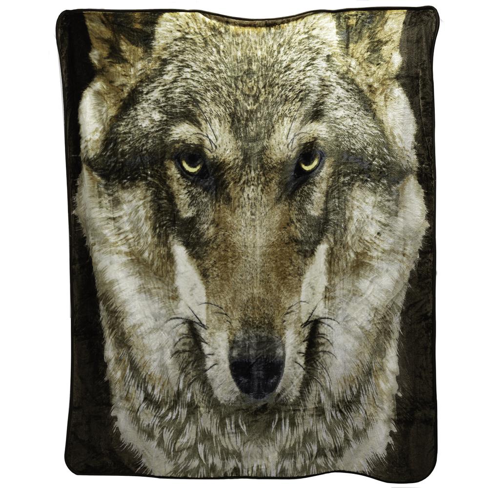 Medium Weight Queen Blanket Wolf Face