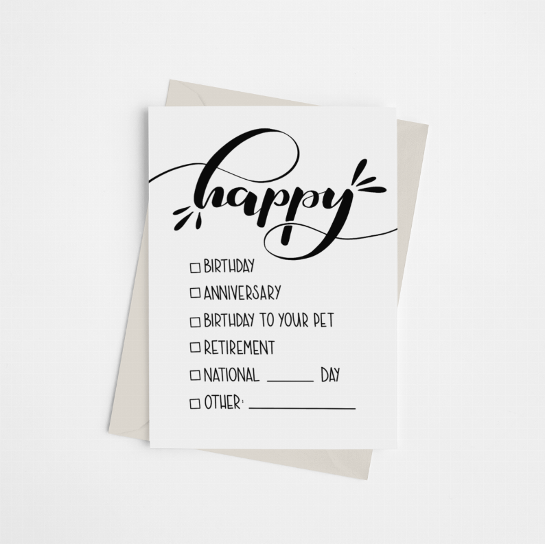 "Happy.." Checklist - Greeting Card