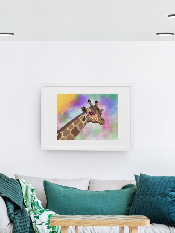 Funky Giraffe Wall Art Print - 8 x 10 Unframed