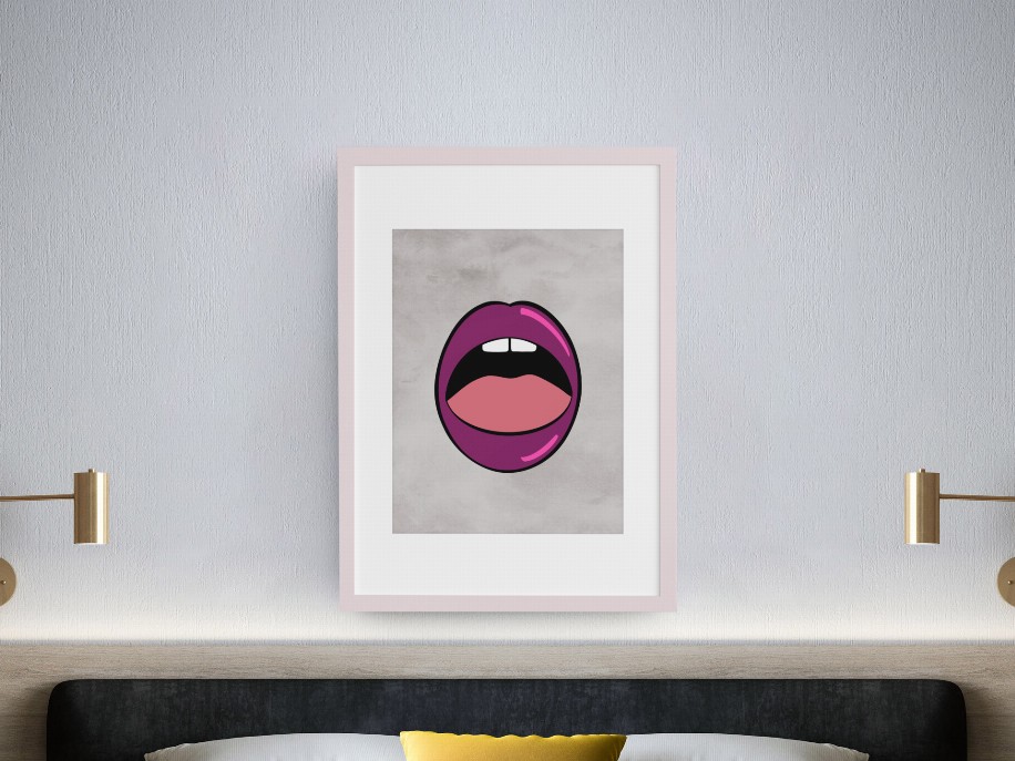 Lips Wall Art Print - 5 x 7 Framed
