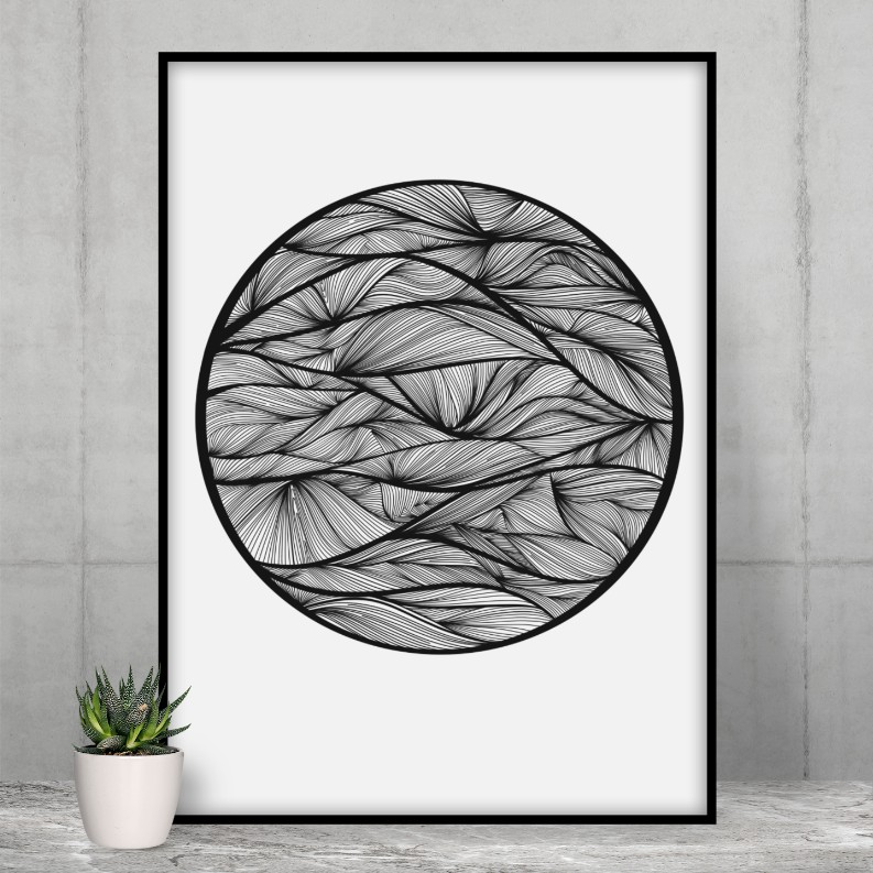 Zen Line Print #1 - Circle - 5 x 7 Matted (8 x 10 Overall Size)Satin Photo Paper