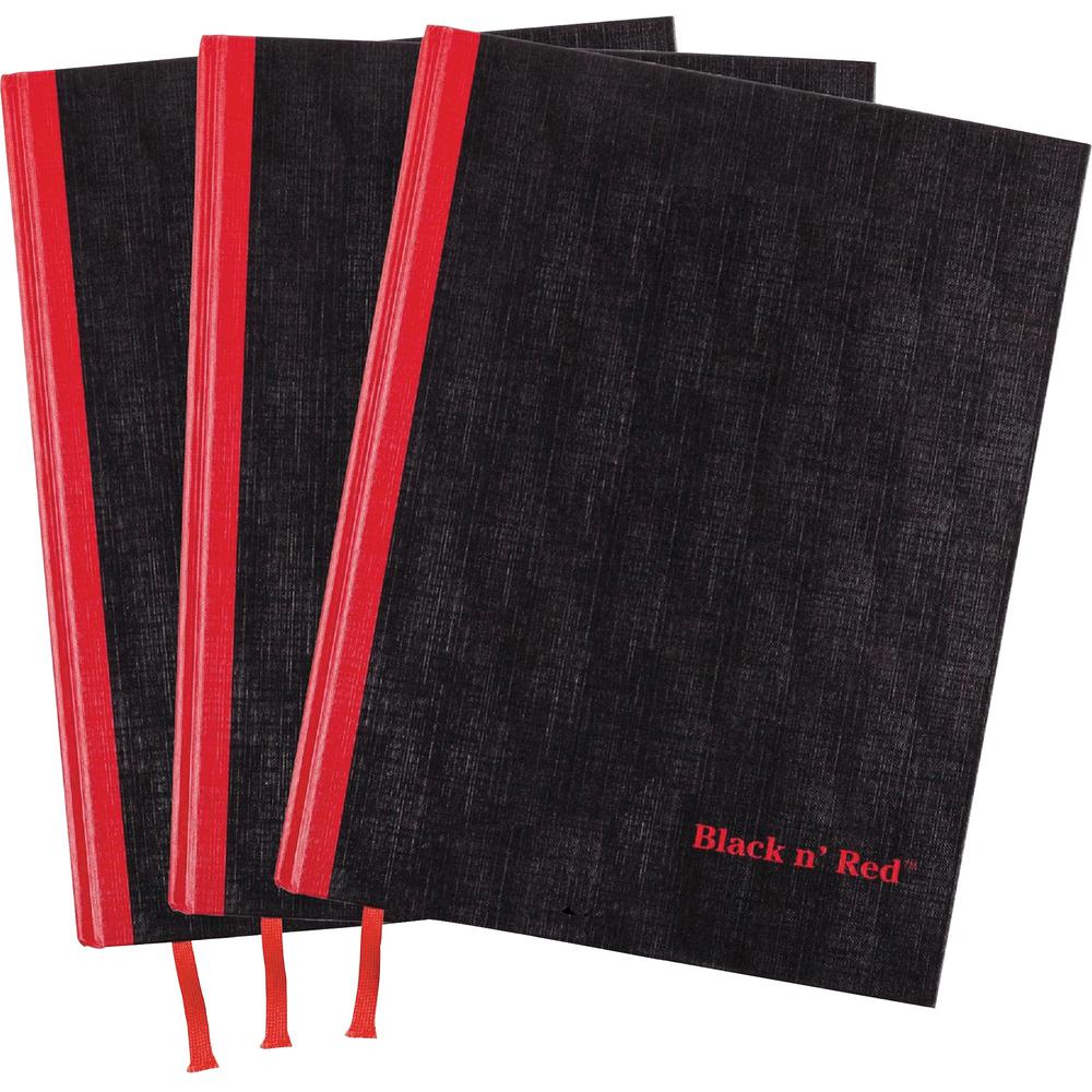 Black n' Red Casebound Hardcover Notebook 3-pack - Case Bound - 12" x 8.5" x 1.7" - Matte Cover - Hard Cover, Bleed Resistant, R