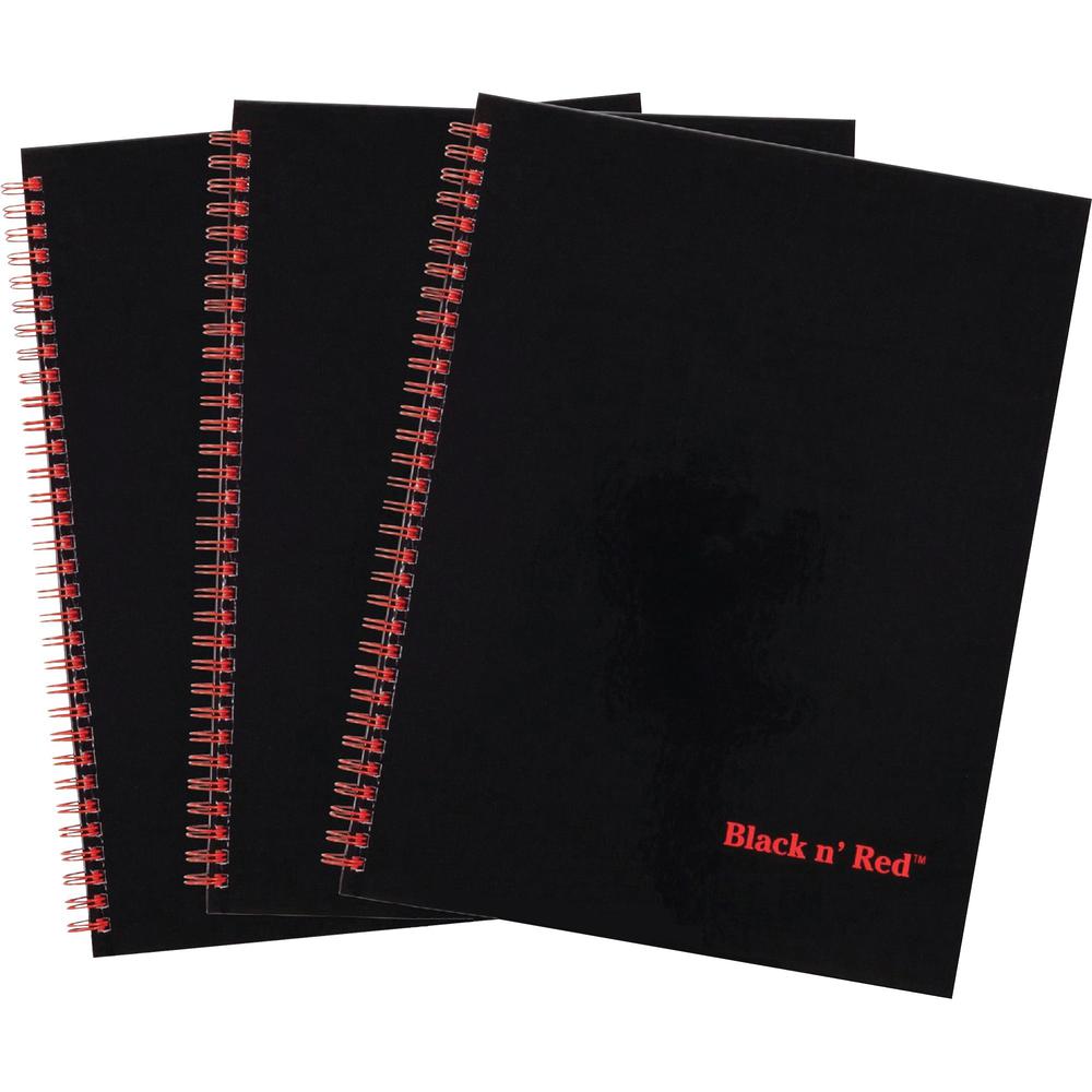 Black n' Red Hardcover Twinwire Business Notebook - Twin Wirebound - 12" x 8.5" x 1.7" - Matte Cover - Perforated, Bleed Resista