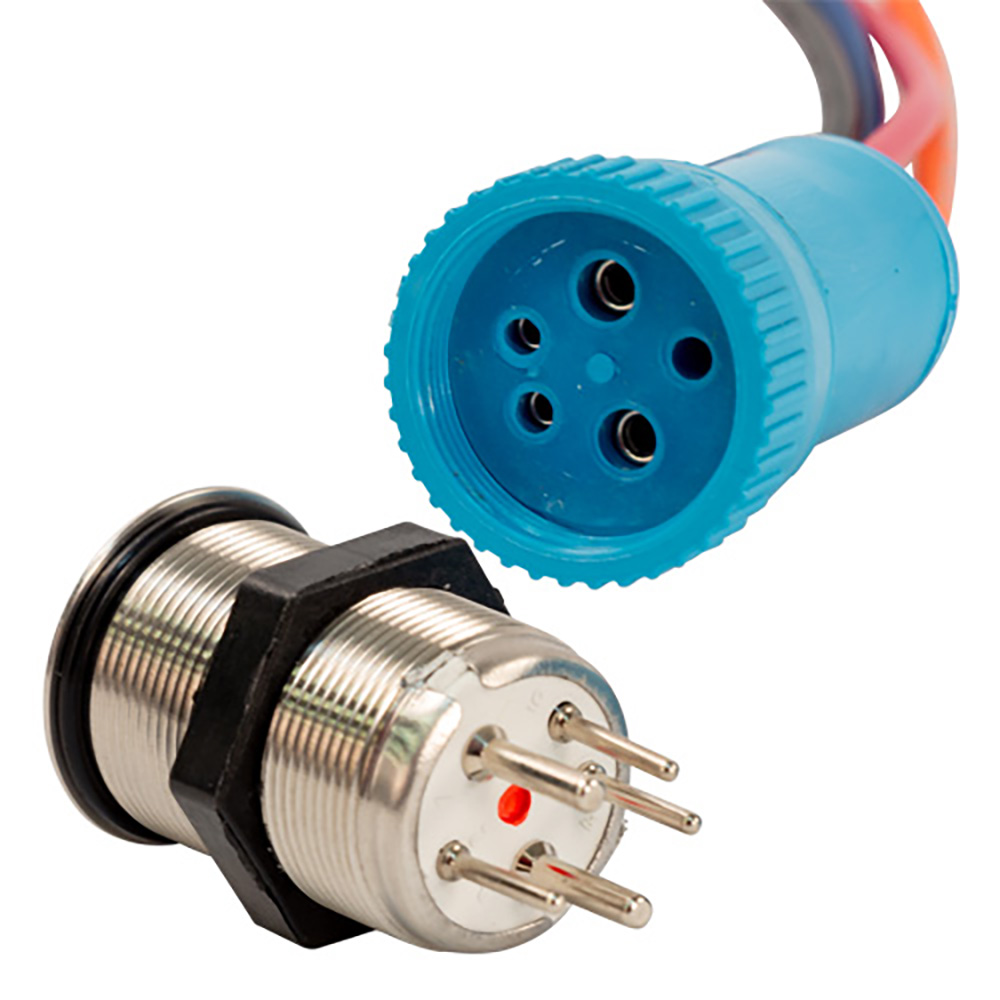Bluewater 22mm Push Button Switch - Off/On Contact - Blue/Red LED - 1' Lead