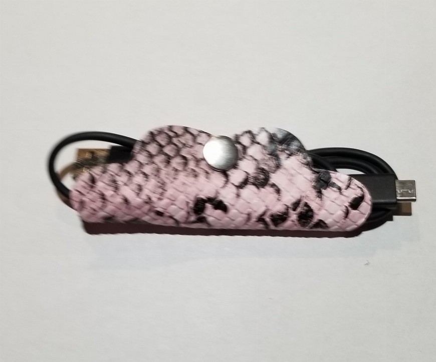 Cord Taco - 4 x 3 in pink, brown, black, and light blue Snakeskin