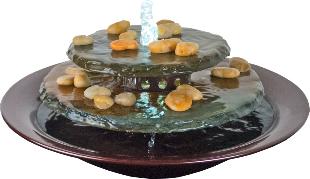 Tranquility Pool Tabletop Fountain, Dark Copper with Solid Natural Stone