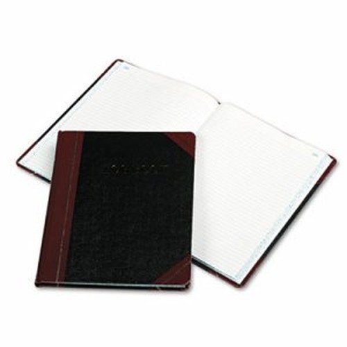 Boorum & Pease 150-page Record Ruled Log Book - 150 Sheet(s) - Thread Sewn - White - Black, Red Cover - 1 Each