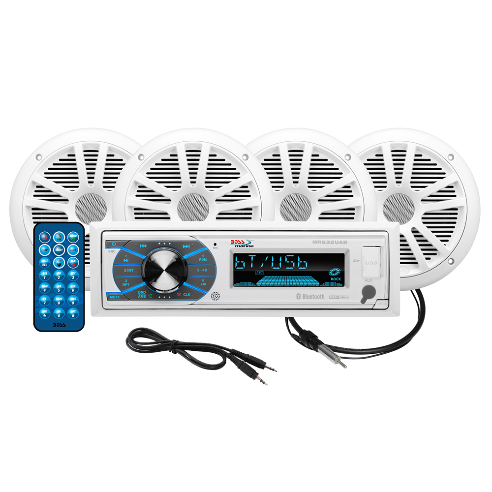 Boss Audio MCK632WB.64 Package AM/FM Digital Media Receiver; 2 Pairs of 6.5" Speakers & Antenna