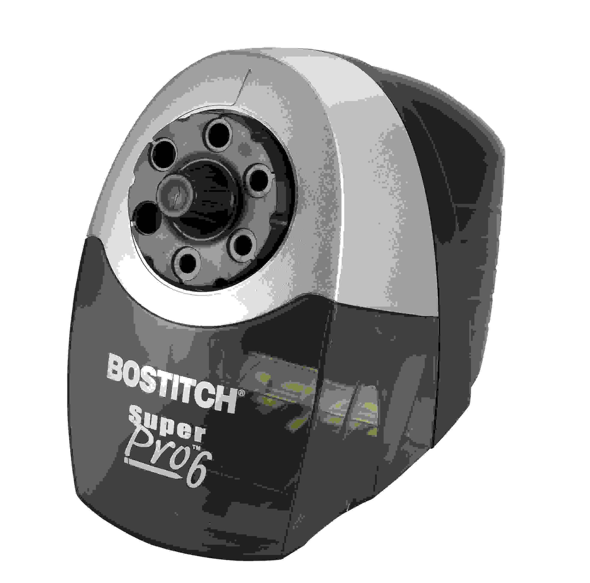 Bostitch Super Pro 6 Commercial Pencil Sharpener - Desktop - 6 Hole(s) - 7.5" Height x 5" Width x 9" Depth - Gray, Black - 1 Eac
