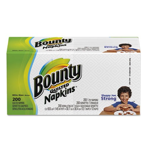 Bounty Quilted Napkins - 1 Ply - 12" x 12" - White - Paper - Absorbent, Durable, Strong - For Food Service, School, Office, Indu