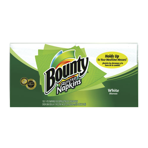 Bounty Quilted Napkins - 1 Ply - 12.10" x 12" - White - Paper - Soft, Strong, Absorbent, Quilted - For Multipurpose - 100 Per Pa
