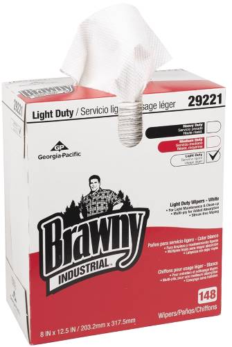 Brawny Professional P100 Disposable Cleaning Towels - Towel - 8" Width x 12.50" Length - 148 / Box - 20 / Carton - White