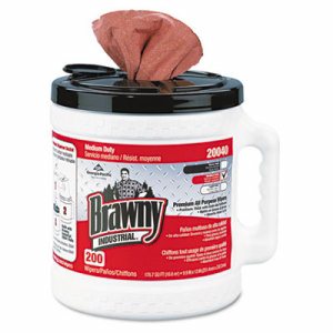 Brawny Professional D400 Disposable Cleaning Towels With Bucket - 9.90" x 13" - 200 Sheets/Roll - Orange - Absorbent, Soft 