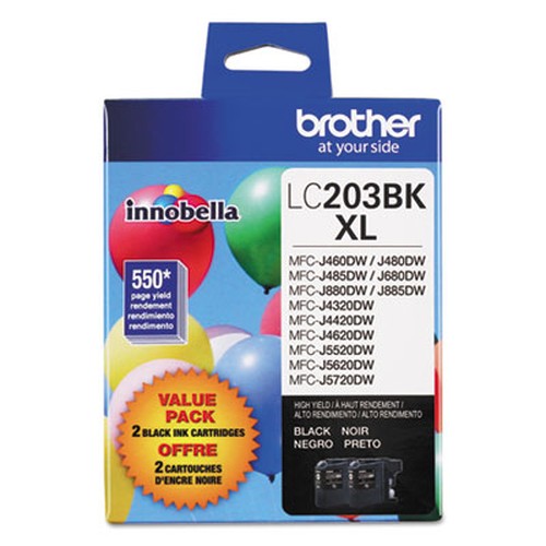 Brother Genuine Innobella LC2032PKS High Yield Black Ink Cartridges - Inkjet - High Yield - 550 Pages - Black - 2 / Pack