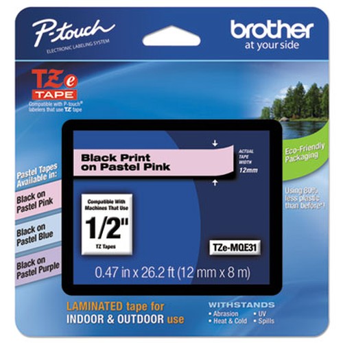 Brother P-Touch TZe Laminated Tape - 15/32" - Pastel Pink - 1 Each