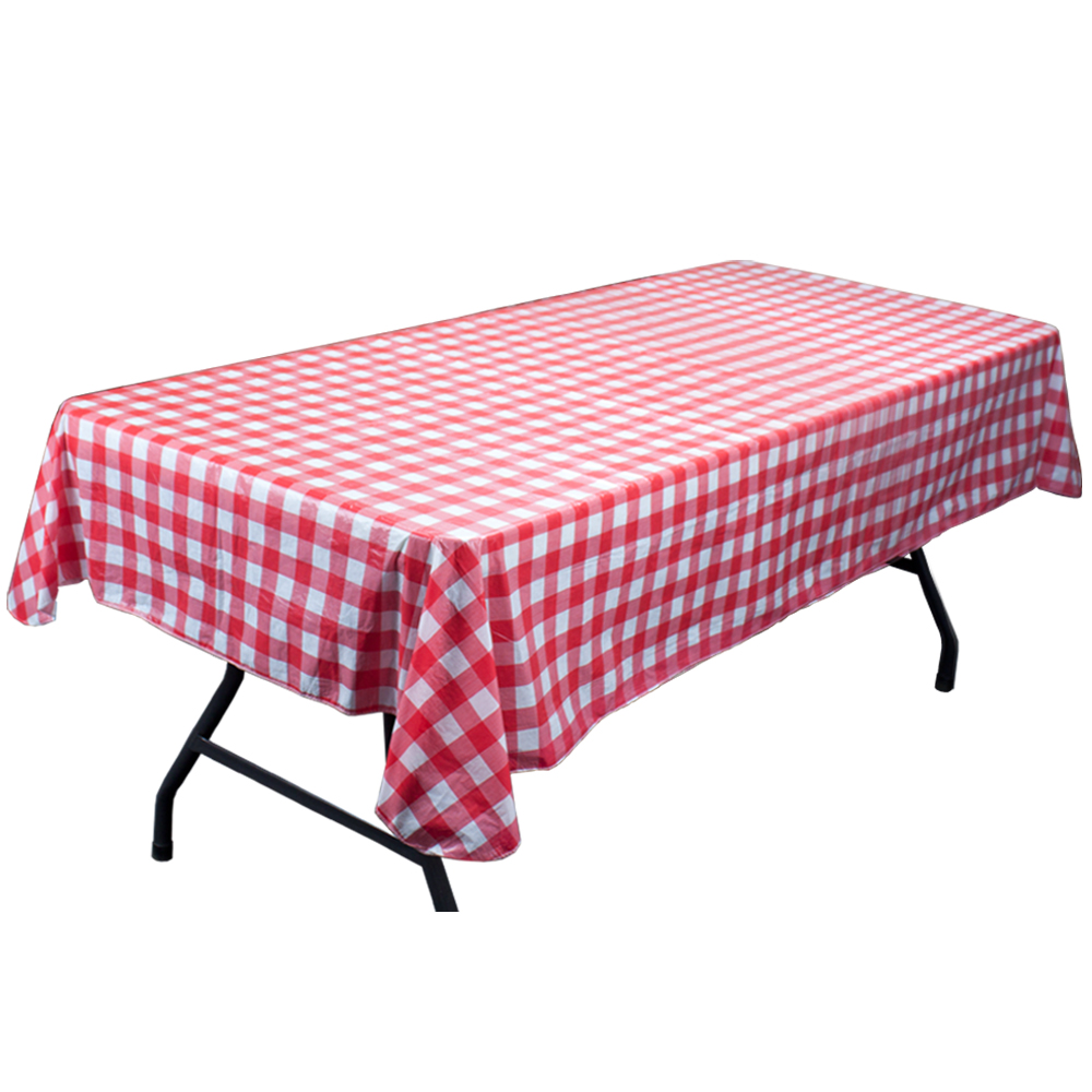 Red and White Vinyl Table Cloth with Flannel Backing