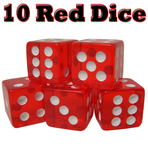 10 Red Dice - 16 mm