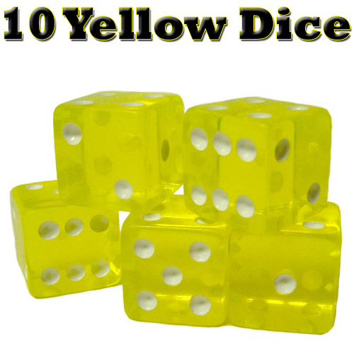 10 Yellow Dice - 16 mm