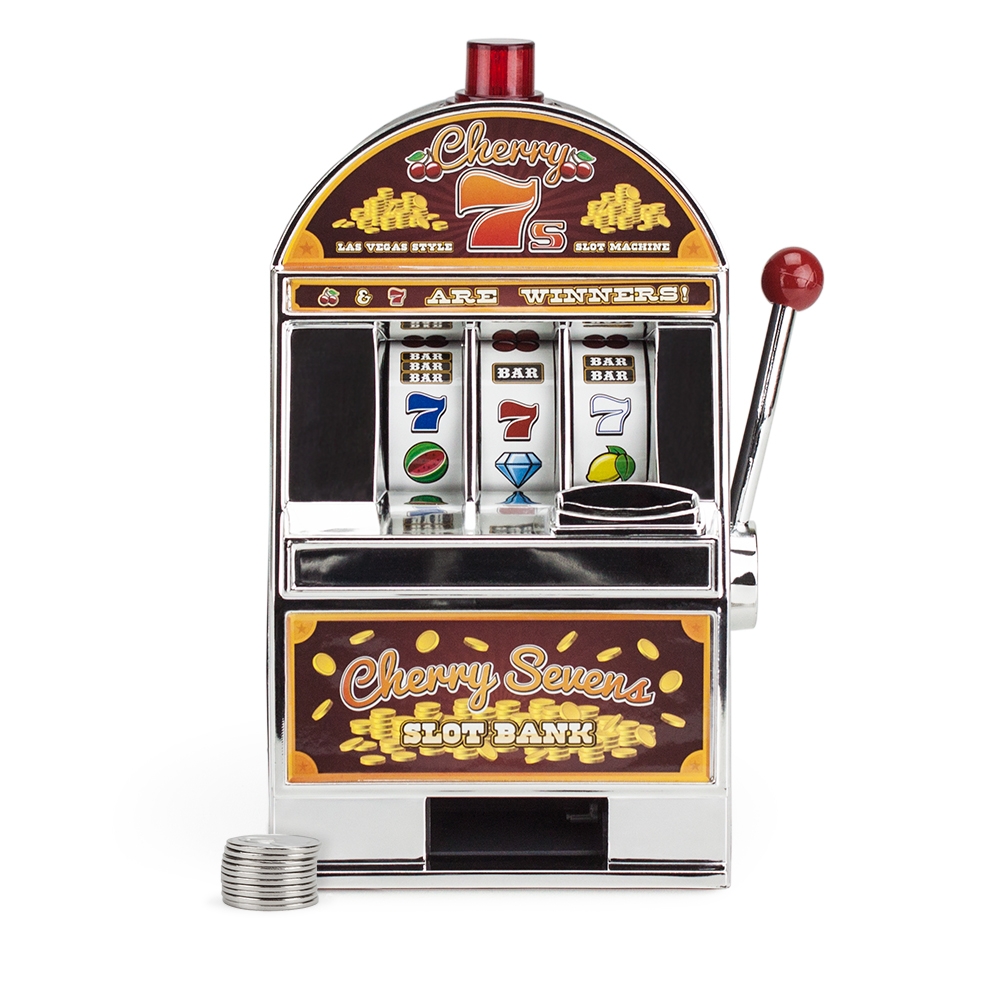 Cherry Sevens Slot Machine Bank with 10 Free Tokens