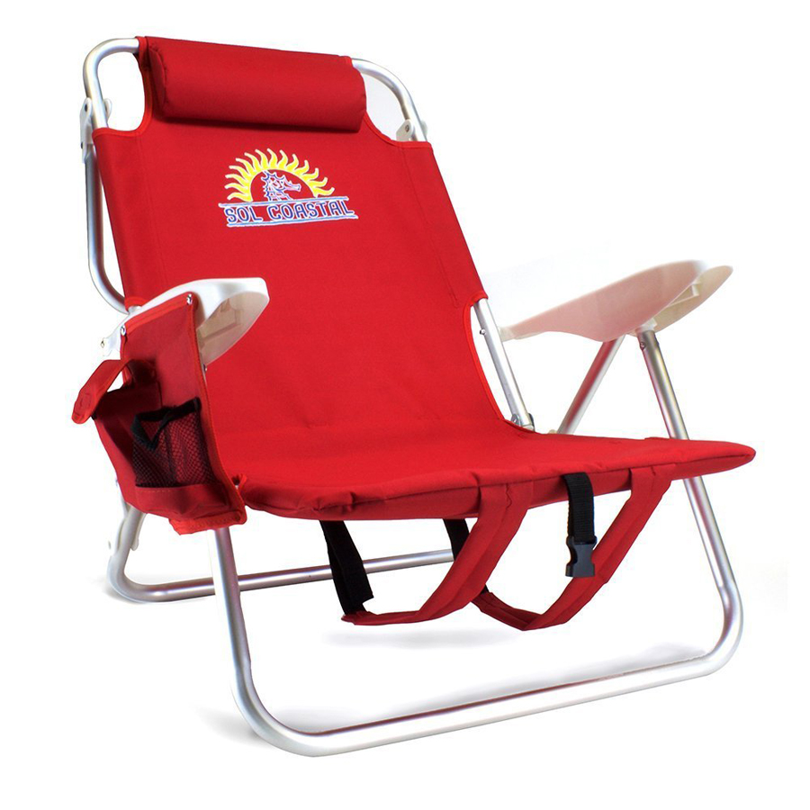 4-Position Folding Beach Chair, Red