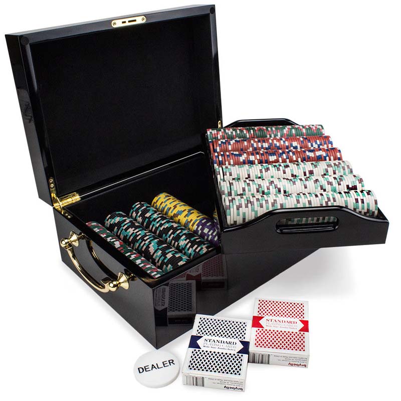 500ct Claysmith Poker Knights Chip Set in Hi-Gloss Wood Case