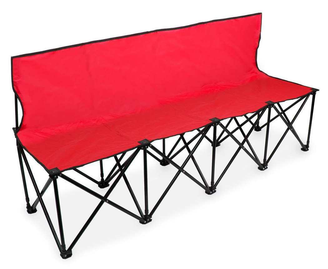6-Foot Portable Folding 4 Seat Bench with Back, Red