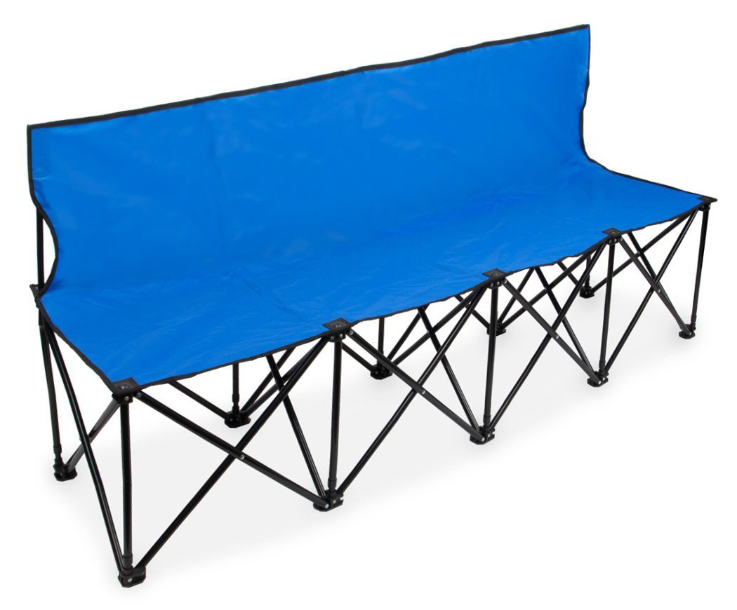 6-Foot Portable Folding 4 Seat Bench with Back, Blue