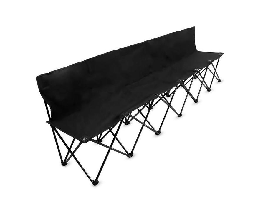 8-Foot Portable Folding 6 Seat Bench with Back, Black