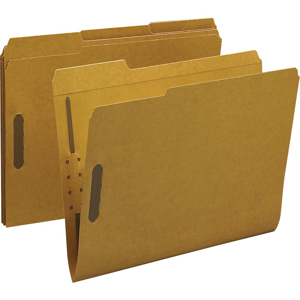 Business Source 1/3 Tab Cut Letter Recycled Fastener Folder - 8 1/2" x 11" - 2" Fastener Capacity - Top Tab Location - Assorted 