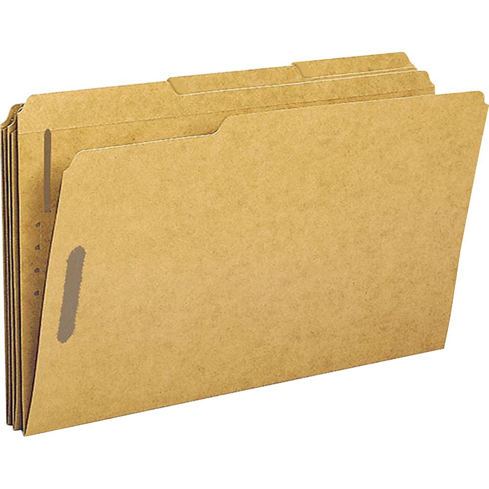 Business Source 1/3 Tab Cut Legal Recycled Fastener Folder - 8 1/2" x 14" - 2 Fastener(s) - Top Tab Location - Assorted Position