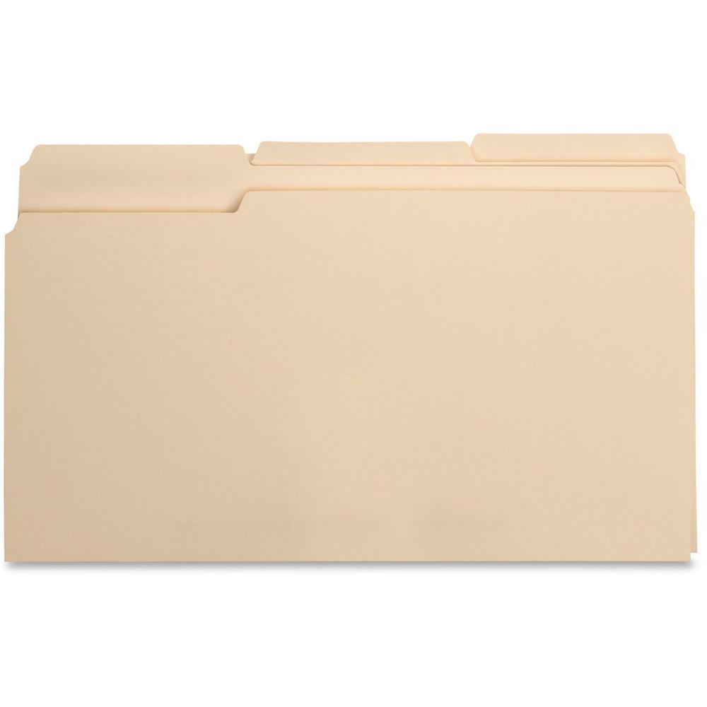 Business Source 1/3 Tab Cut Legal Recycled Top Tab File Folder - 8 1/2" x 14" - 3/4" Expansion - Top Tab Location - Assorted Pos
