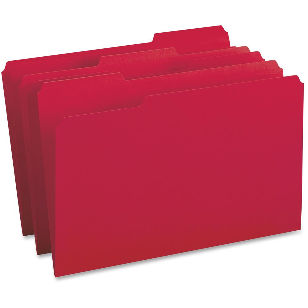 Business Source 1/3 Tab Cut Legal Recycled Top Tab File Folder - 8 1/2" x 14" - Top Tab Location - Assorted Position Tab Positio